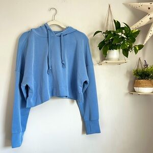 🩷ALTARD STATE BABY BLUE CROPPED LONG SLEEVE LOUNGE HOODIE SWEATSHIRT SIZE SMALL